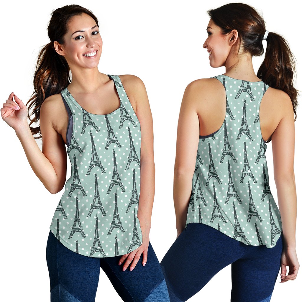 Eiffel Tower Polka Dot Print Women Racerback Tank Top