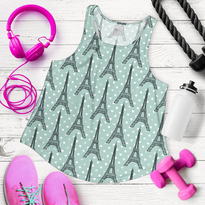 Eiffel Tower Polka Dot Print Women Racerback Tank Top