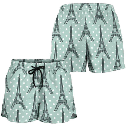 Eiffel Tower Polka Dot Print Women Shorts-JTAMIGO.COM