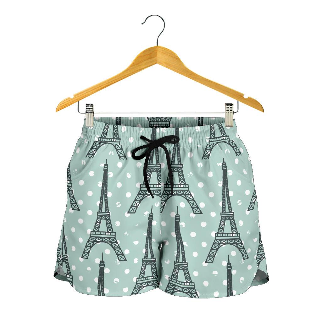 Eiffel Tower Polka Dot Print Women Shorts-JTAMIGO.COM