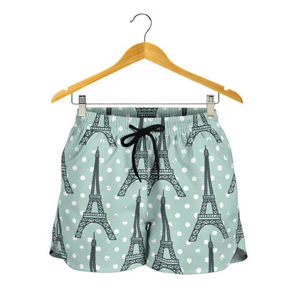 Eiffel Tower Polka Dot Print Women Shorts-JTAMIGO.COM