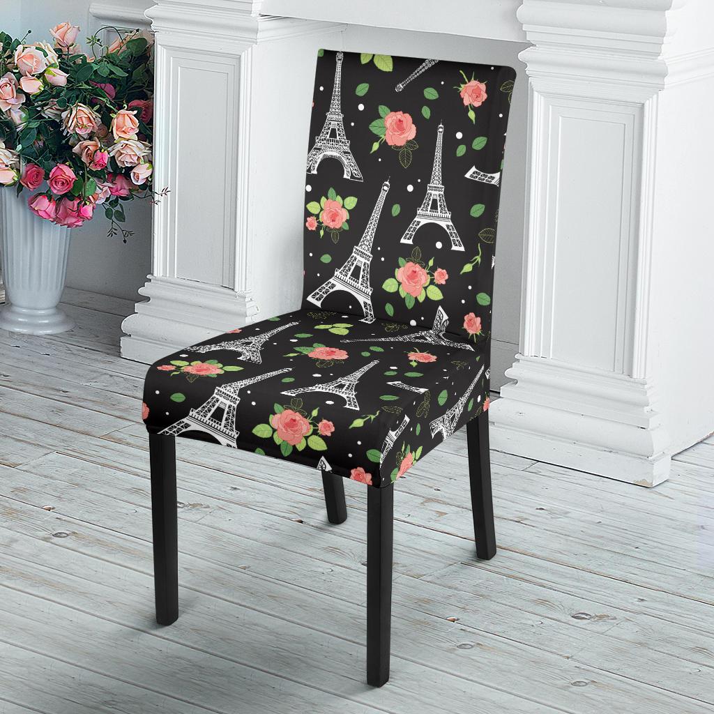 Eiffel Tower Rose Print Dinning Chair Slipper-JTAMIGO.COM