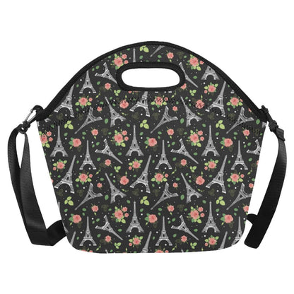 Eiffel Tower Rose Print Neoprene Lunch Bag (Model 1669)(Large)-JTAMIGO.COM