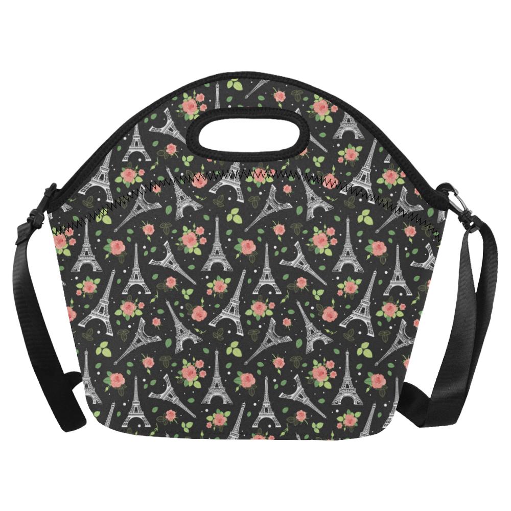 Eiffel Tower Rose Print Neoprene Lunch Bag (Model 1669)(Large)-JTAMIGO.COM