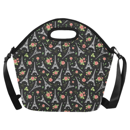 Eiffel Tower Rose Print Neoprene Lunch Bag (Model 1669)(Large)-JTAMIGO.COM