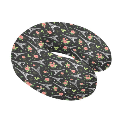 Eiffel Tower Rose Print U-Shaped Travel Neck Pillow-JTAMIGO.COM