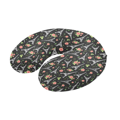 Eiffel Tower Rose Print U-Shaped Travel Neck Pillow-JTAMIGO.COM