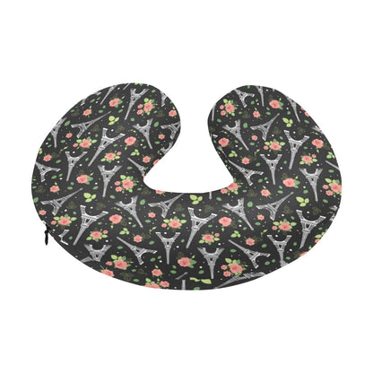 Eiffel Tower Rose Print U-Shaped Travel Neck Pillow-JTAMIGO.COM