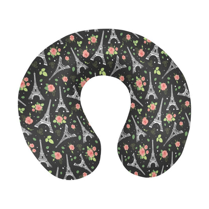 Eiffel Tower Rose Print U-Shaped Travel Neck Pillow-JTAMIGO.COM