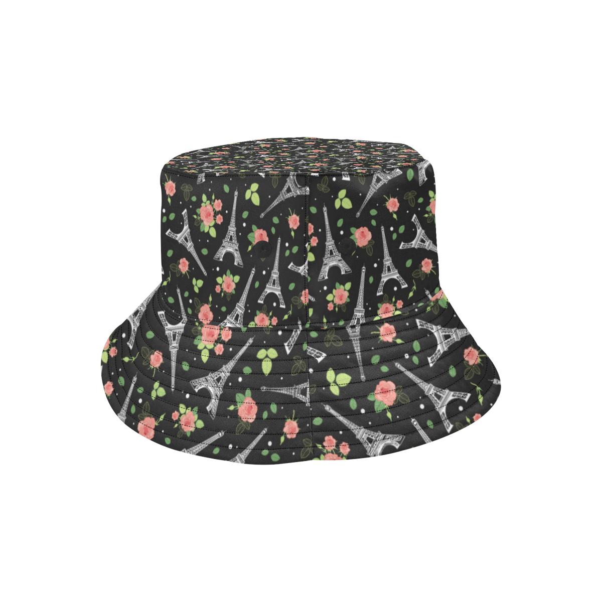 Eiffel Tower Rose Print Unisex Bucket Hat