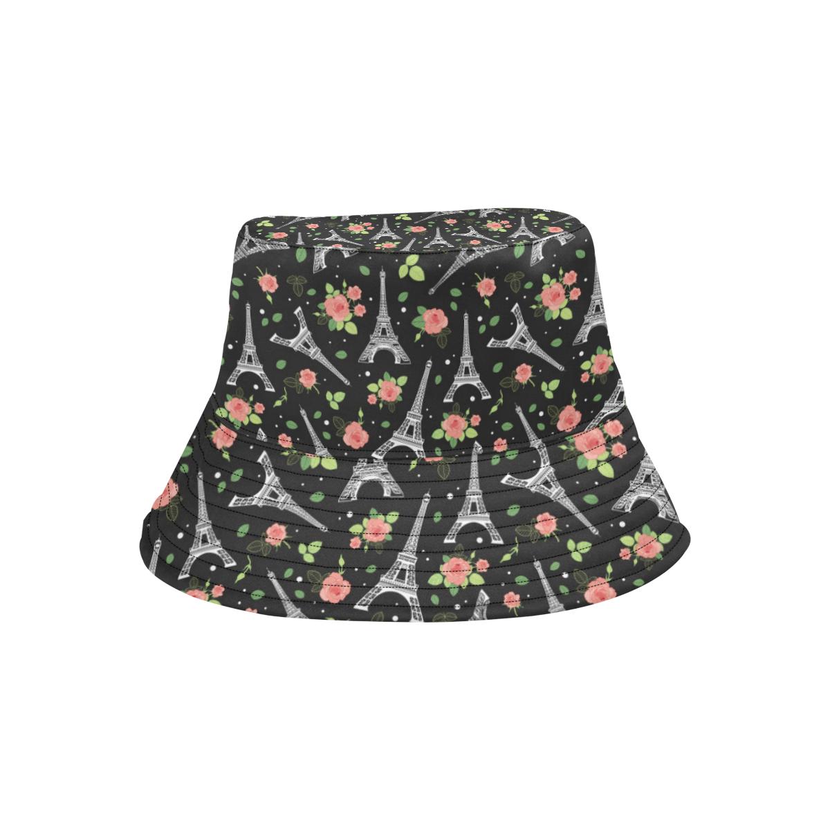 Eiffel Tower Rose Print Unisex Bucket Hat