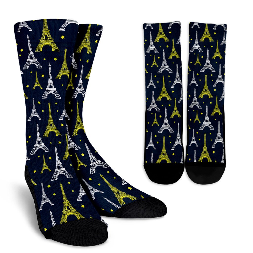Eiffel Tower Star Print Crew Socks