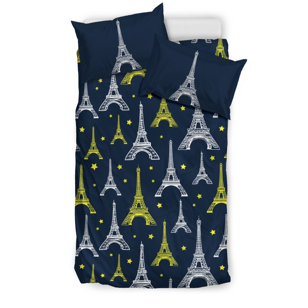 Eiffel Tower Star Print Duvet Cover Bedding Set