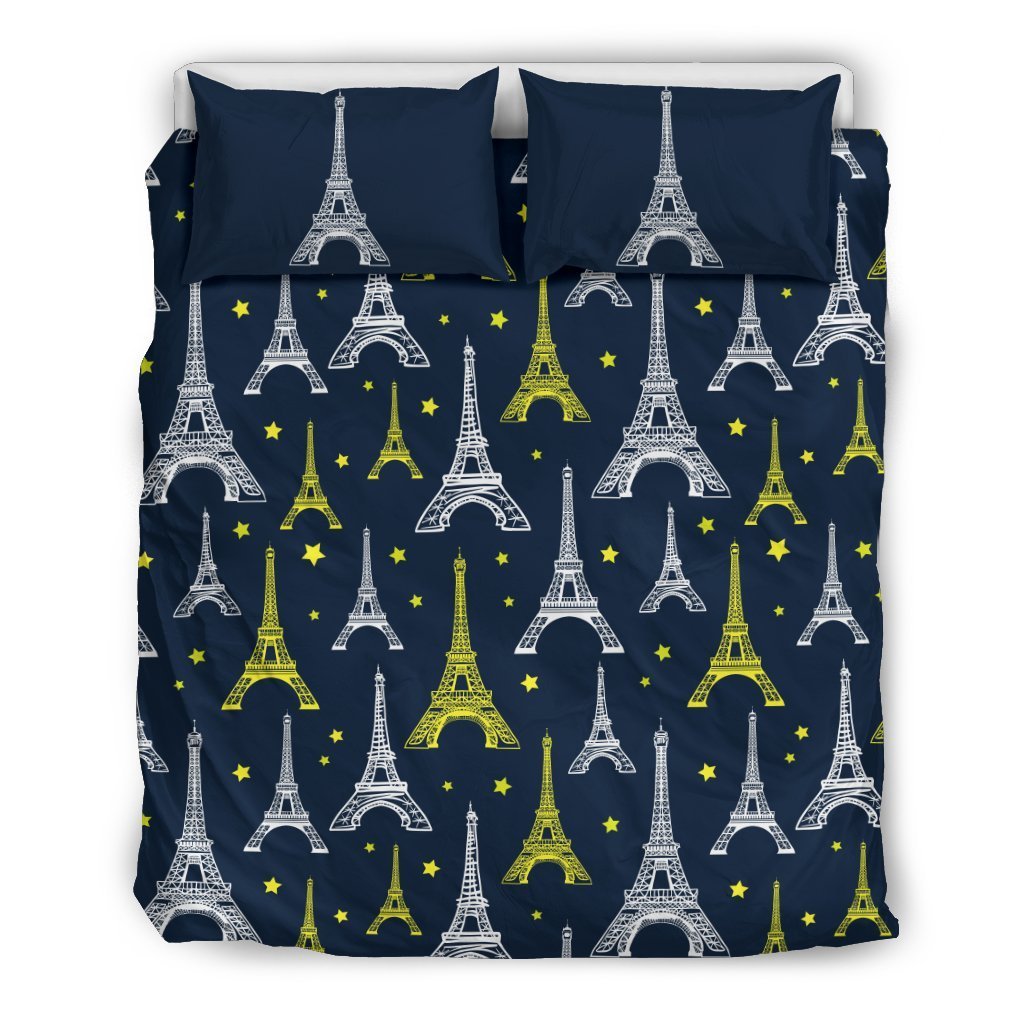 Eiffel Tower Star Print Duvet Cover Bedding Set