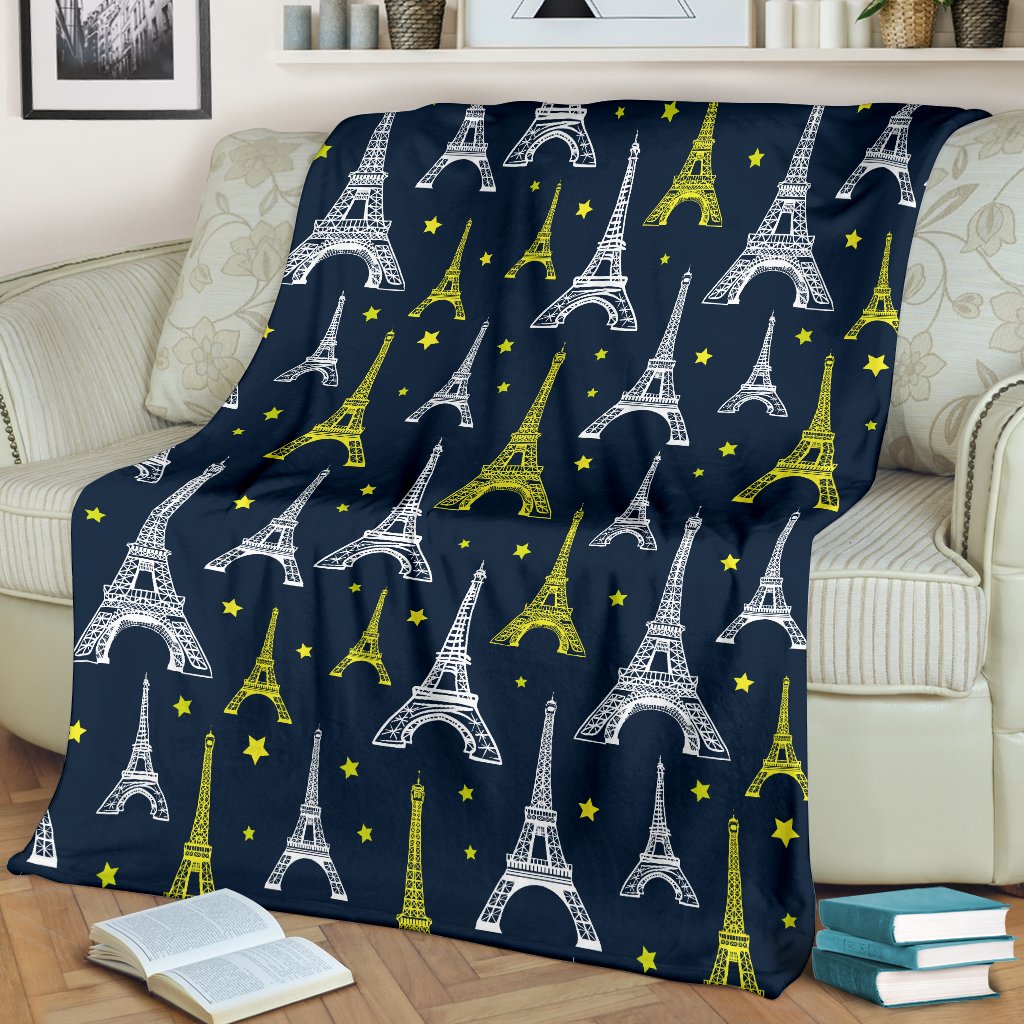 Eiffel Tower Star Print Fleece Blanket