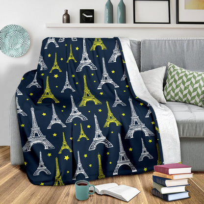 Eiffel Tower Star Print Fleece Blanket