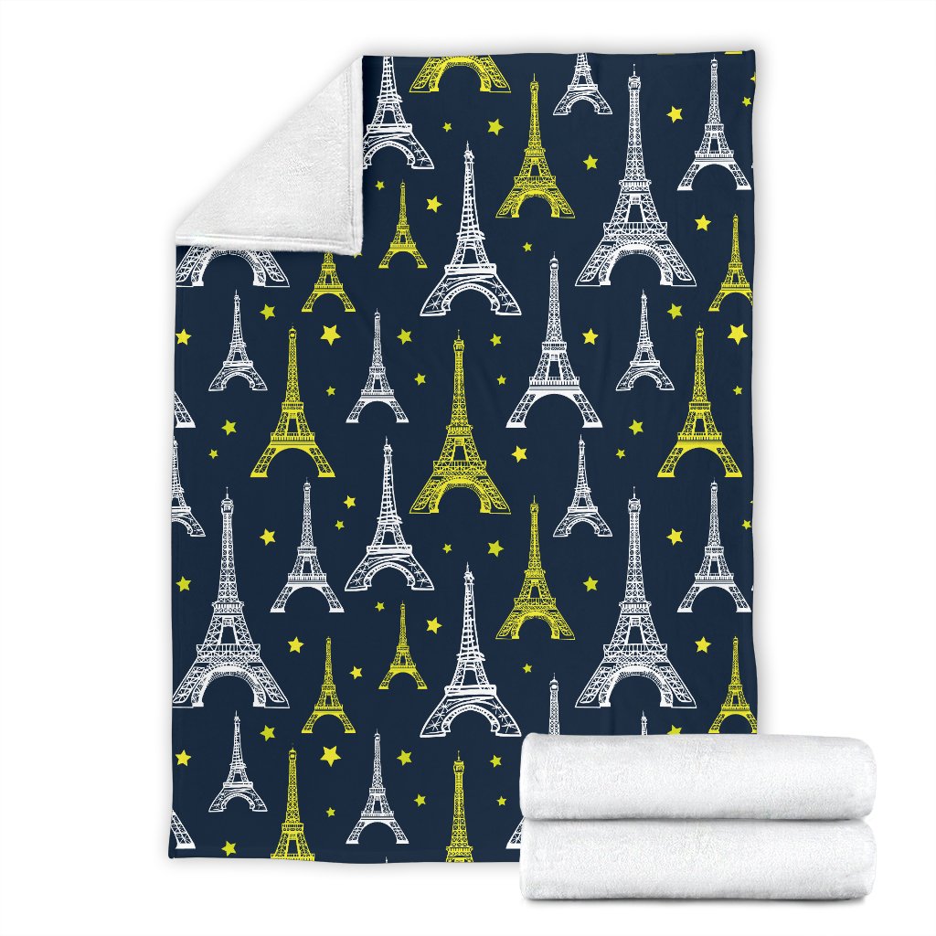 Eiffel Tower Star Print Fleece Blanket