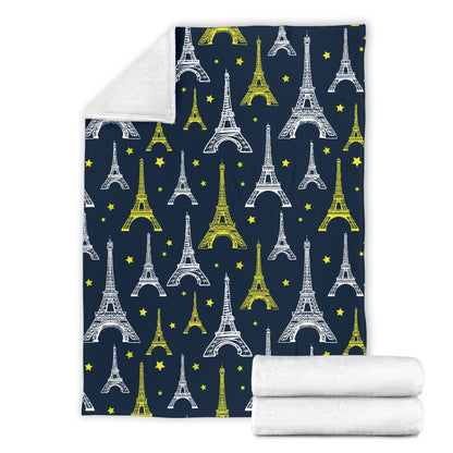 Eiffel Tower Star Print Fleece Blanket