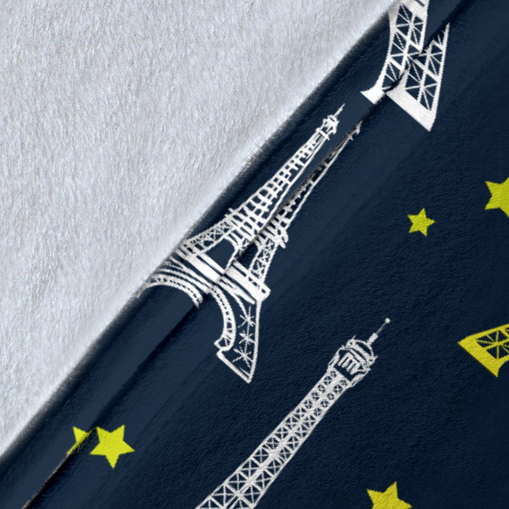 Eiffel Tower Star Print Fleece Blanket