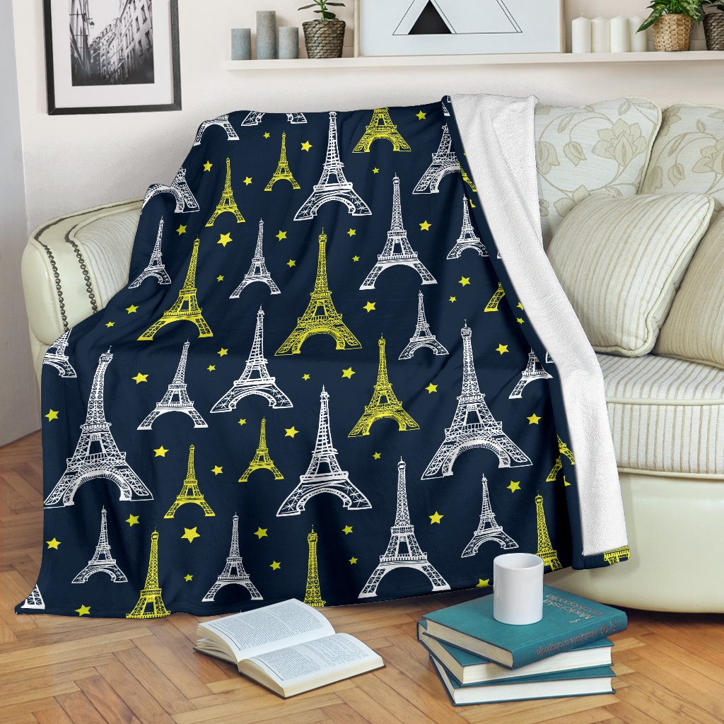 Eiffel Tower Star Print Fleece Blanket