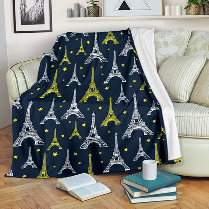 Eiffel Tower Star Print Fleece Blanket