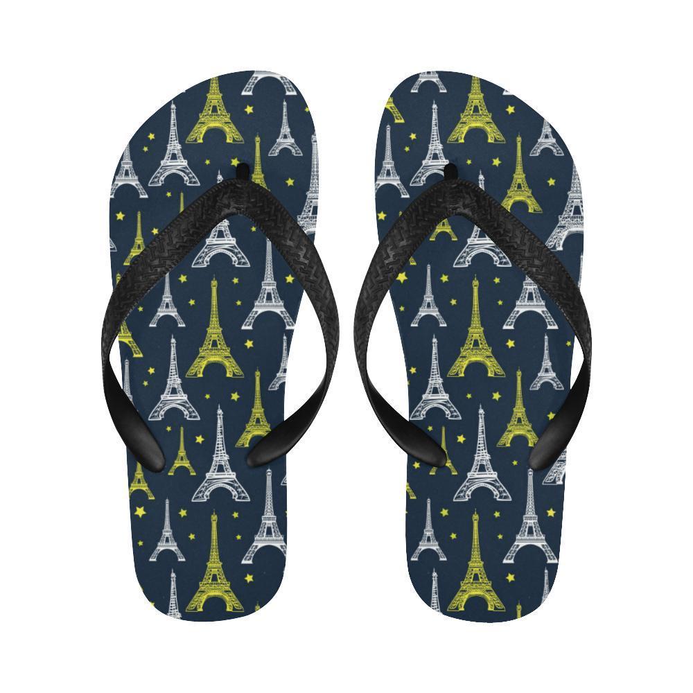 Eiffel Tower Star Print Flip Flops-JTAMIGO.COM