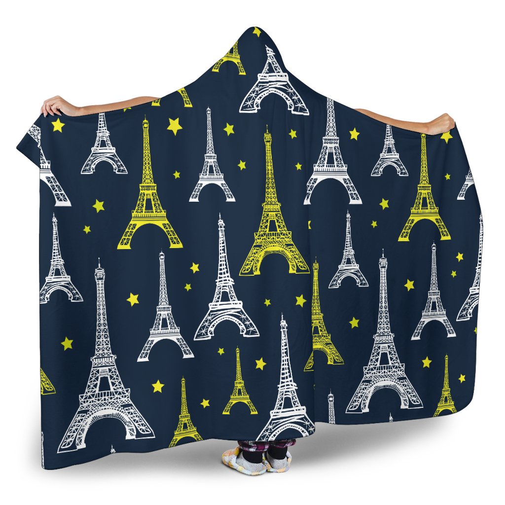 Eiffel Tower Star Print Hooded Blanket-JTAMIGO.COM