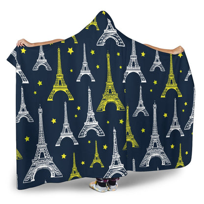 Eiffel Tower Star Print Hooded Blanket-JTAMIGO.COM