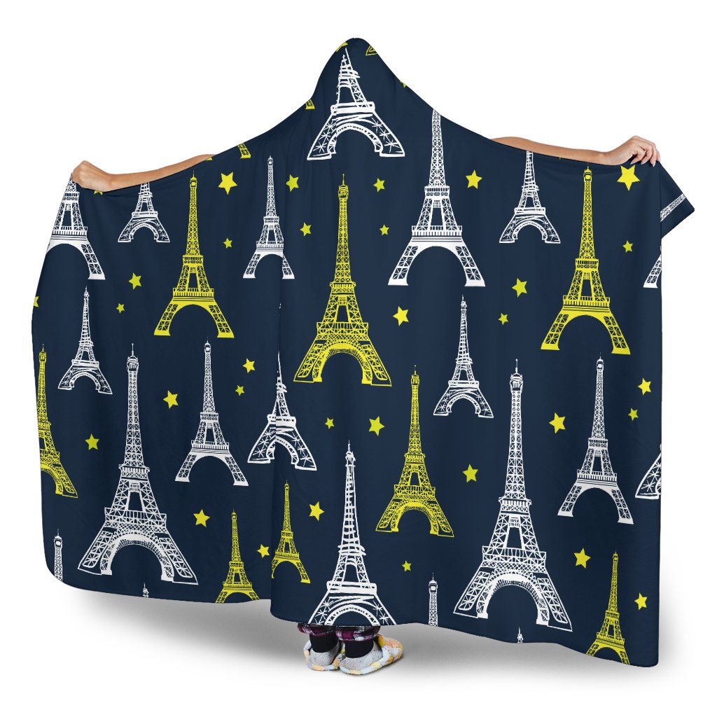 Eiffel Tower Star Print Hooded Blanket-JTAMIGO.COM