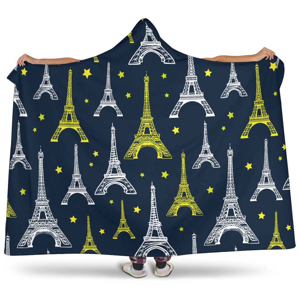 Eiffel Tower Star Print Hooded Blanket-JTAMIGO.COM