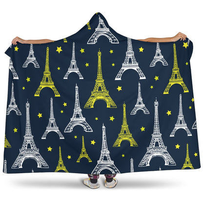 Eiffel Tower Star Print Hooded Blanket-JTAMIGO.COM