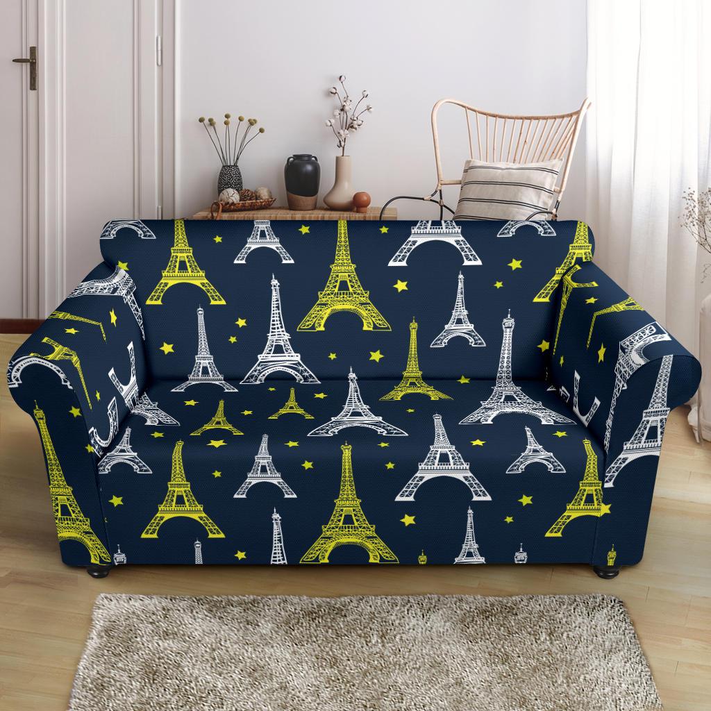 Eiffel Tower Star Print Loveseat Slipcover-JTAMIGO.COM