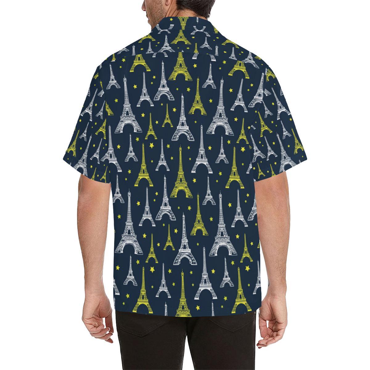 Eiffel Tower Star Print Men Aloha Hawaiian Shirt