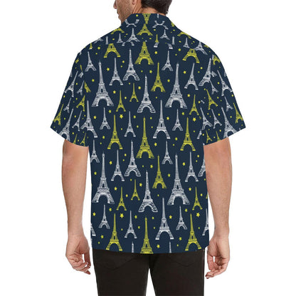 Eiffel Tower Star Print Men Aloha Hawaiian Shirt