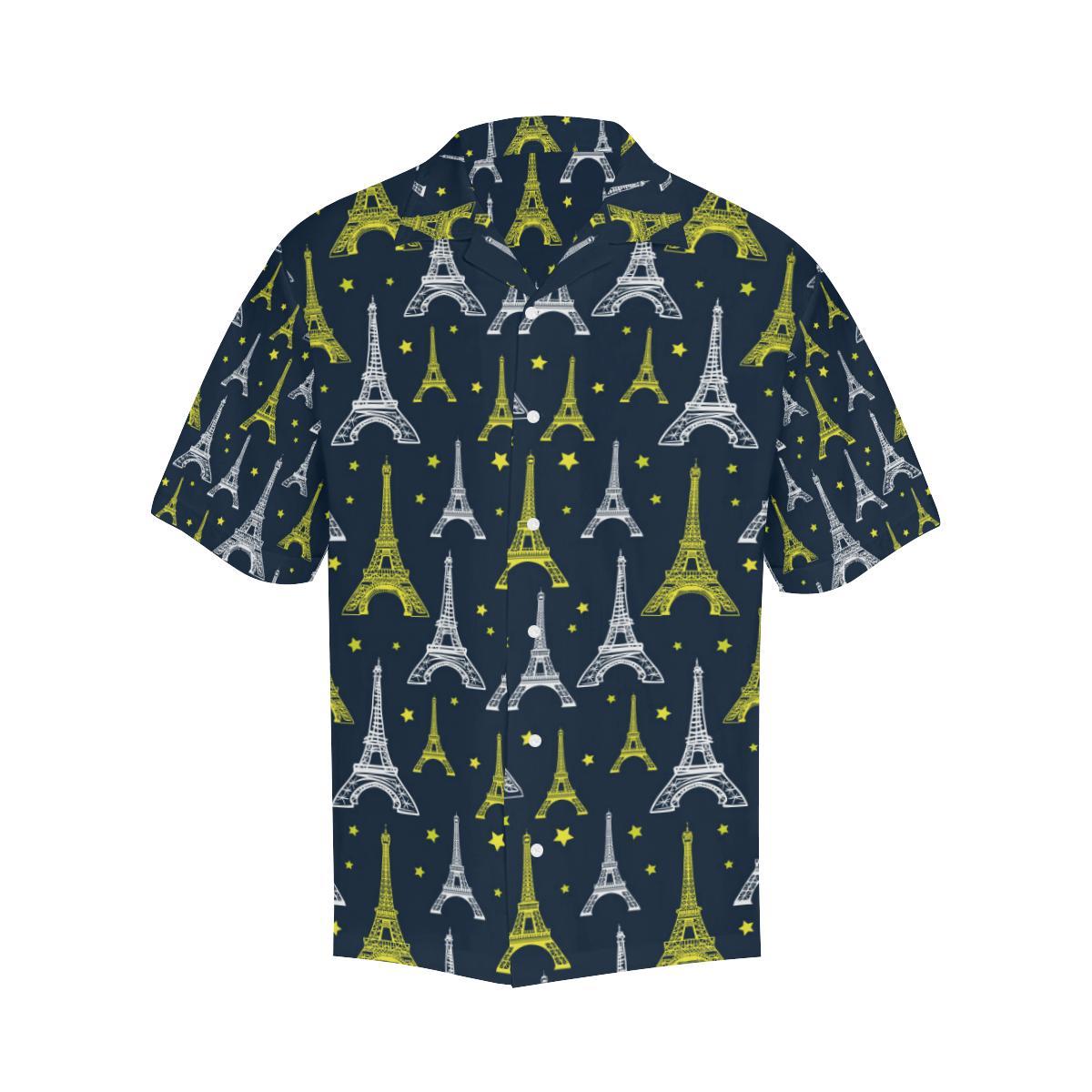 Eiffel Tower Star Print Men Aloha Hawaiian Shirt