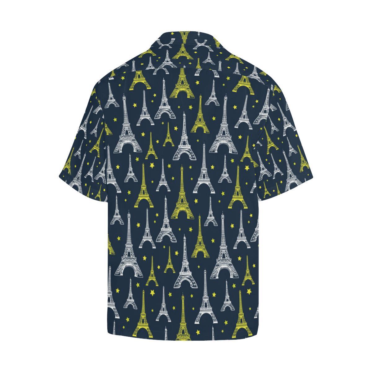 Eiffel Tower Star Print Men Aloha Hawaiian Shirt