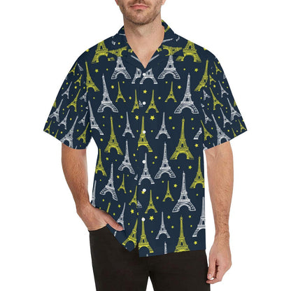 Eiffel Tower Star Print Men Aloha Hawaiian Shirt