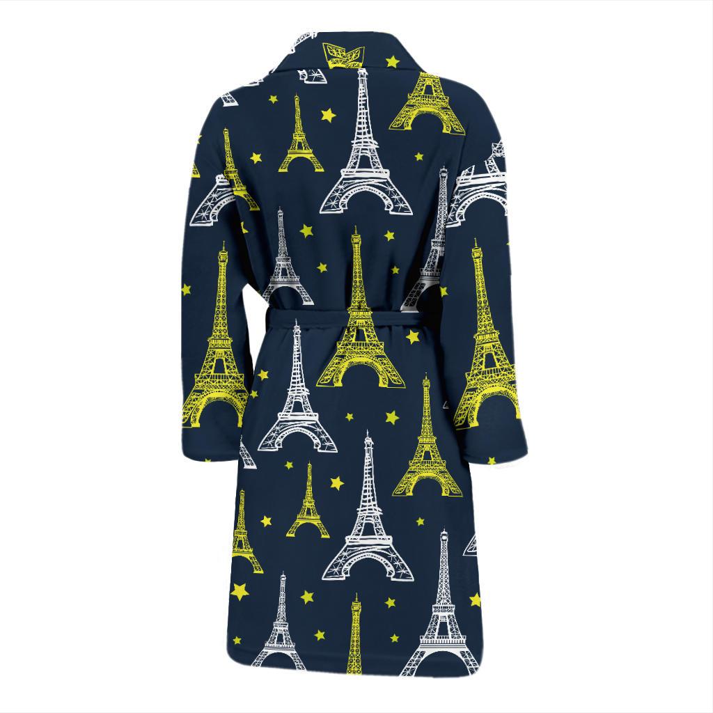 Eiffel Tower Star Print Men Bath Robe-JTAMIGO.COM