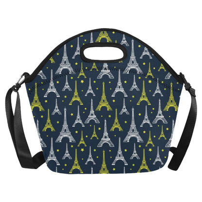 Eiffel Tower Star Print Neoprene Lunch Bag (Model 1669)(Large)-JTAMIGO.COM