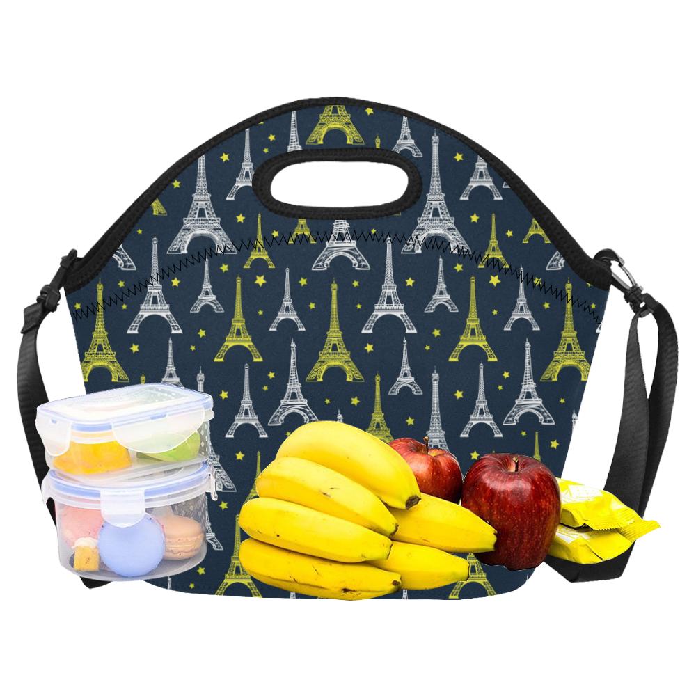 Eiffel Tower Star Print Neoprene Lunch Bag (Model 1669)(Large)-JTAMIGO.COM