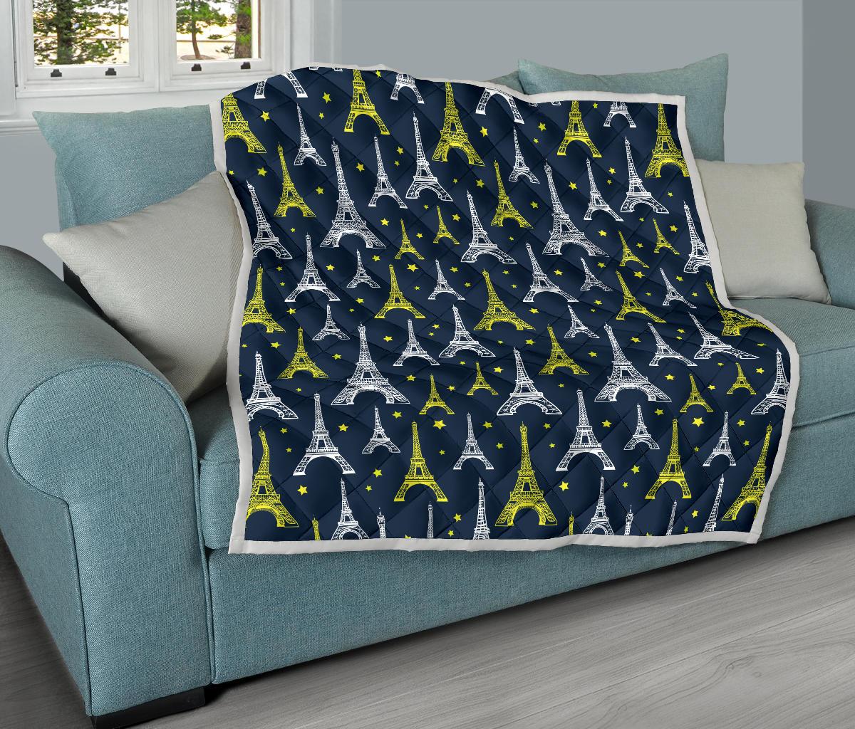 Eiffel Tower Star Print Premium Quilt-JTAMIGO.COM