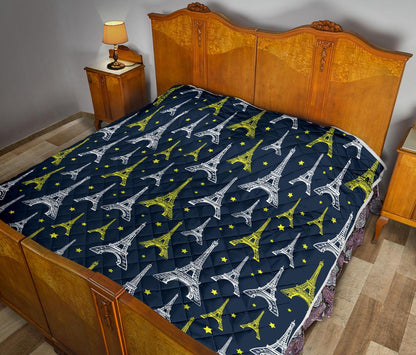 Eiffel Tower Star Print Premium Quilt-JTAMIGO.COM