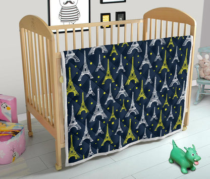 Eiffel Tower Star Print Premium Quilt-JTAMIGO.COM