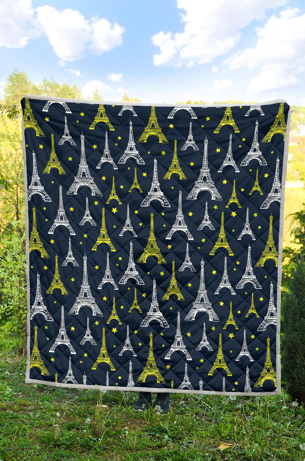 Eiffel Tower Star Print Premium Quilt-JTAMIGO.COM