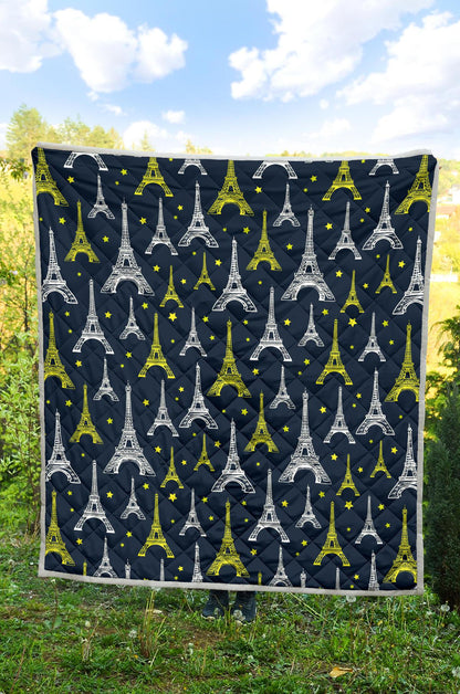 Eiffel Tower Star Print Premium Quilt-JTAMIGO.COM