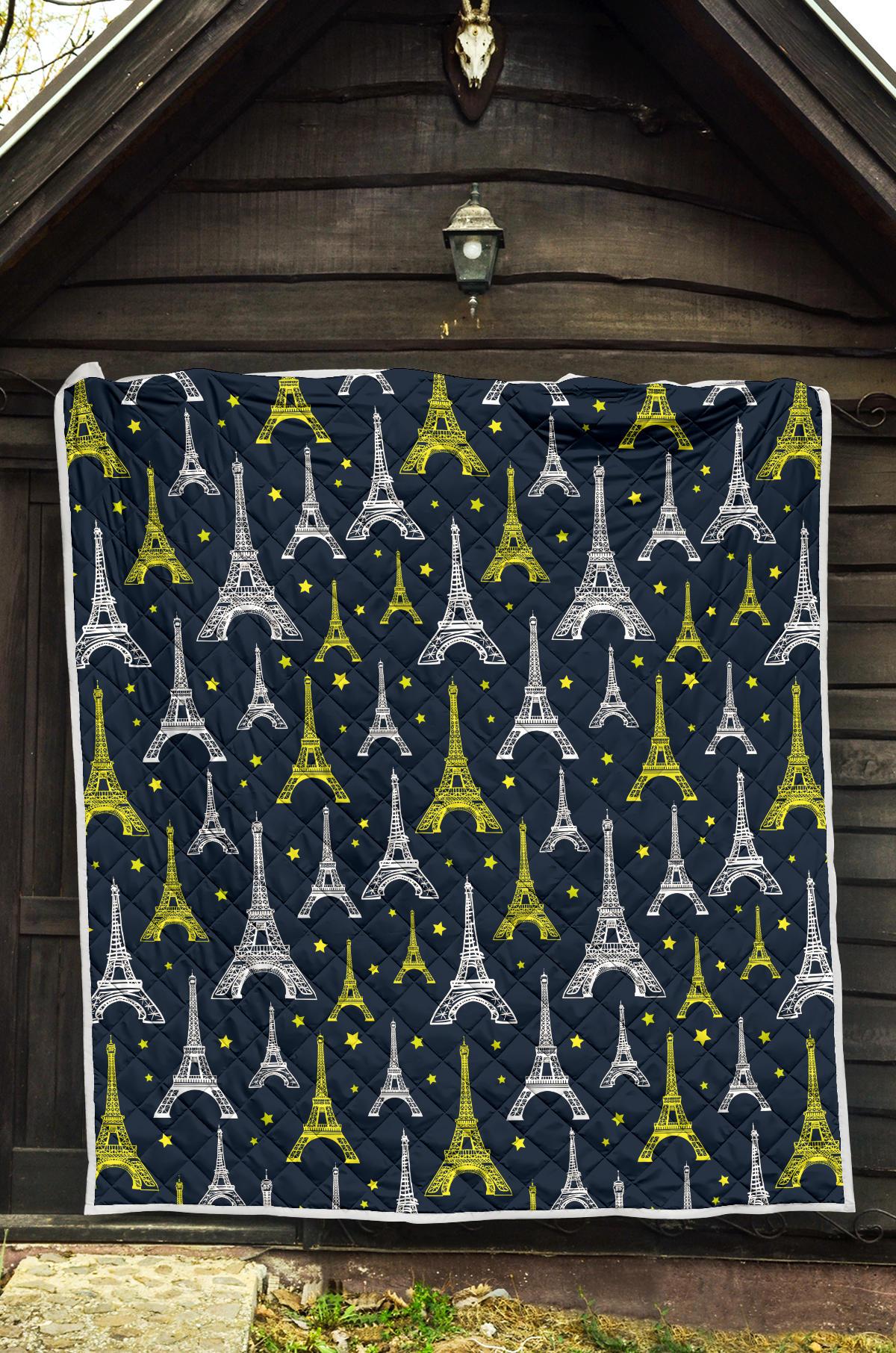 Eiffel Tower Star Print Premium Quilt-JTAMIGO.COM
