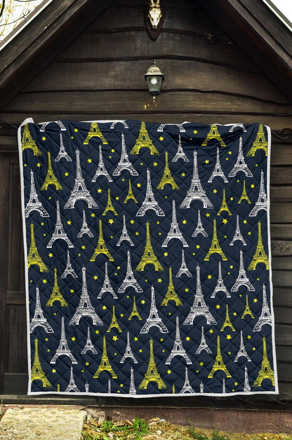 Eiffel Tower Star Print Premium Quilt-JTAMIGO.COM