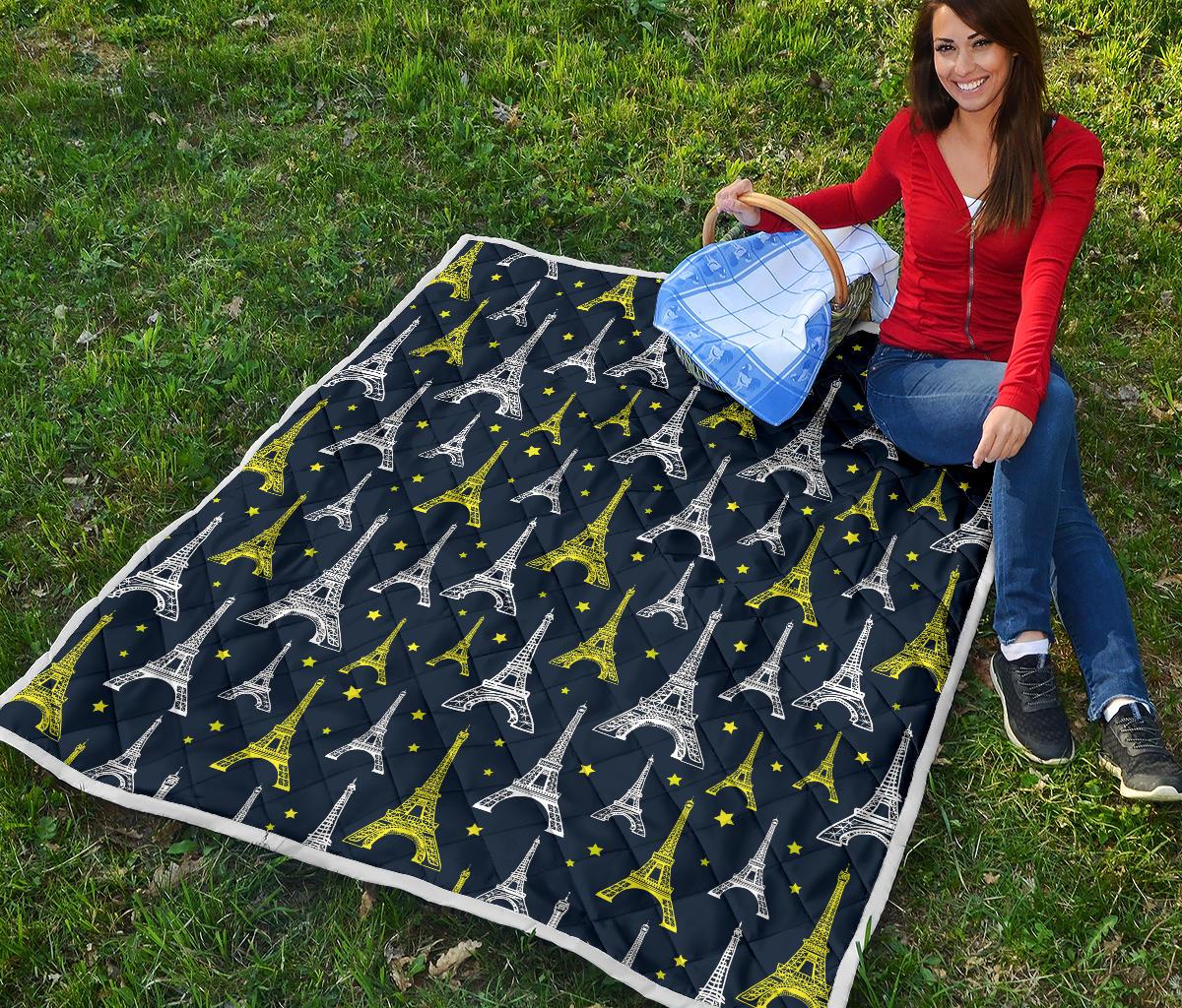 Eiffel Tower Star Print Premium Quilt-JTAMIGO.COM