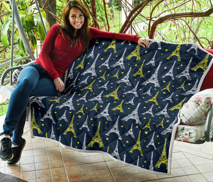 Eiffel Tower Star Print Premium Quilt-JTAMIGO.COM