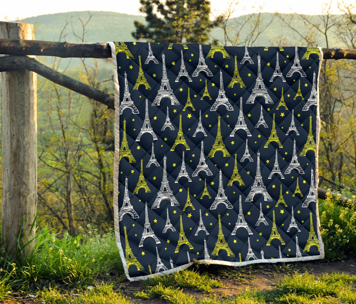 Eiffel Tower Star Print Premium Quilt-JTAMIGO.COM
